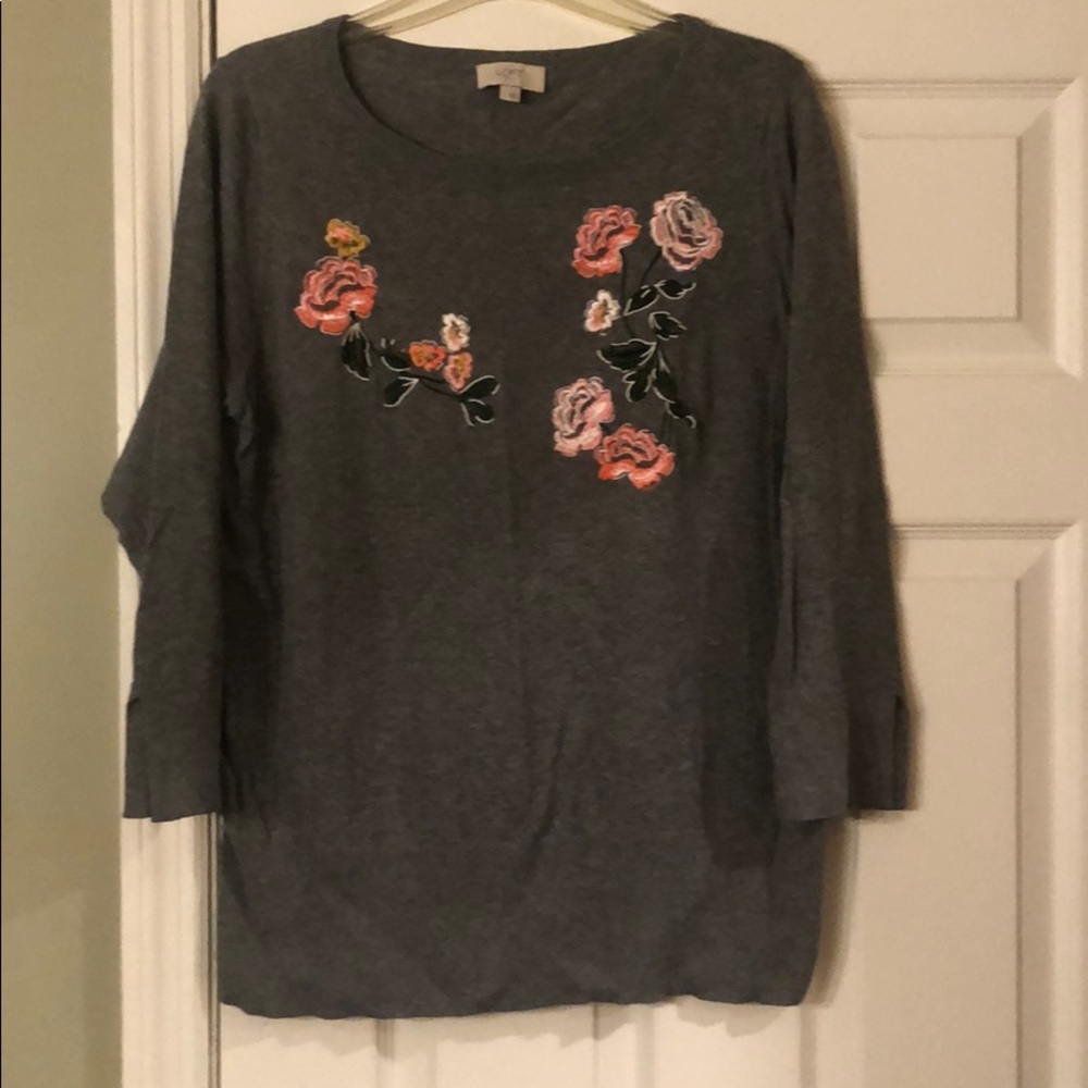 Loft Floral Embroidered Sweater